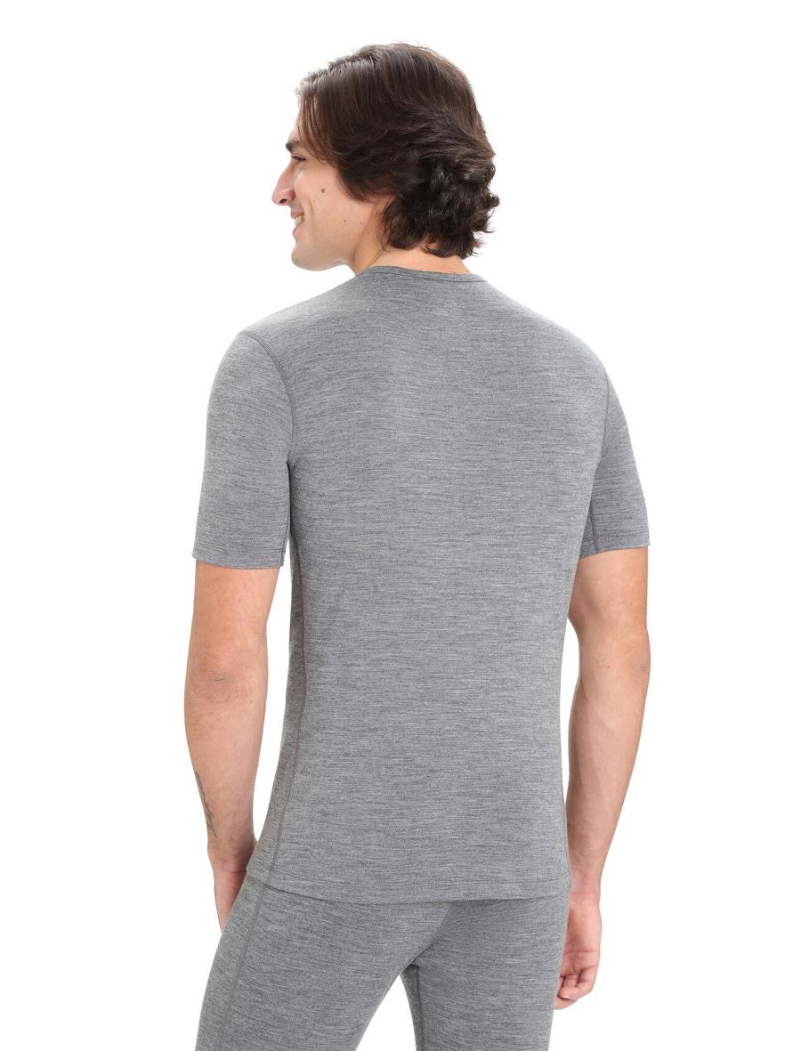 Men's Icebreaker Merino 200 Oasis Short Sleeve Crewe Thermal Top Base Layers Gritstone Heather | CA 1558KORI